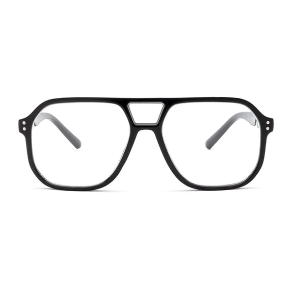 OPULIZE LUX Blue Light Glasses - Gaming & Computer Eyewear for Women Men - UV & Eyestrain Protection - Classic Aviator Style Glasses - Clear Lenses, Black Frame - Pack of 1