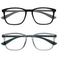 thumbnail image 1 of OPULIZE MAX Reading Glasses 2 Pack - Classic Large Rectangular Frame - Matte Black Gray - Men's Women's Unisex - Spring Hinges - RR78-17 - +1.50, 1 of 6