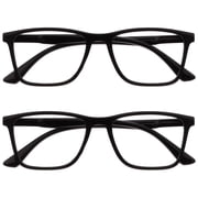 OPULIZE NYX Blue Light Blocking Reading Glasses - Anti-Glare Computer & Gaming Eyewear - 2 Pack - UV & Eyestrain Protection - Rectangular Frame - Black - Mens Womens - + 1.00