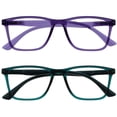 thumbnail image 1 of OPULIZE NYX Blue Light Blocking Reading Glasses - Anti-Glare Computer & Gaming Eyewear - 2 Pack - UV & Eyestrain Protection - Rectangular Frame - Purple Turquoise - Mens Womens - + 1.50, 1 of 6