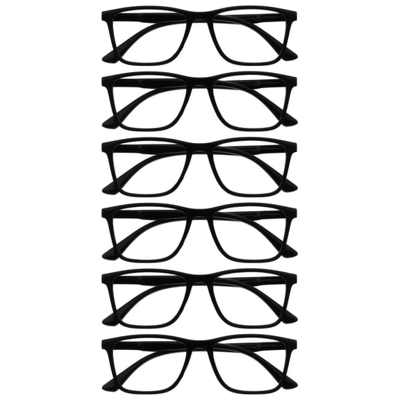 OPULIZE NYX Blue Light Blocking Reading Glasses - Anti-Glare Computer & Gaming Eyewear - 6 Pack - UV & Eyestrain Protection - Rectangular Frame - Black - Mens Womens - + 1.00