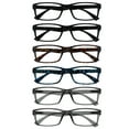 thumbnail image 1 of OPULIZE PEP Reading Glasses 6 Pack - Classic Everyday Rectangular Frame - Spring Hinges Scratch Resistant - Black Brown Blue Gray - Mens Womens - RRRRRR92-112377 - +2.50, 1 of 6