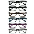 thumbnail image 1 of OPULIZE PEP Reading Glasses 6 Pack - Classic Everyday Rectangular Frame - Spring Hinges Scratch Resistant - Black Brown Blue Purple Gray - Mens Womens - RRRRRR92-112357 - +1.00, 1 of 6
