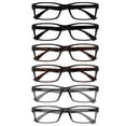 thumbnail image 1 of OPULIZE PEP Reading Glasses 6 Pack - Classic Everyday Rectangular Frame - Spring Hinges Scratch Resistant - Black Brown Transparent Gray - Mens Womens - RRRRRR92-112277 - +2.00, 1 of 6