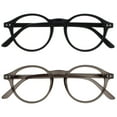 thumbnail image 1 of OPULIZE REY Reading Glasses - 2-Pack - Retro Round Frame - Matte Black, Gray - Mens Womens - Spring Hinges - RR56-17 - +2.00, 1 of 6