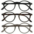 thumbnail image 1 of OPULIZE REY Reading Glasses - 3-Pack - Retro Round Frame - Matte Black, Brown Tortoiseshell, Gray - Mens Womens - Spring Hinges - RRR56-127 - +3.00, 1 of 6