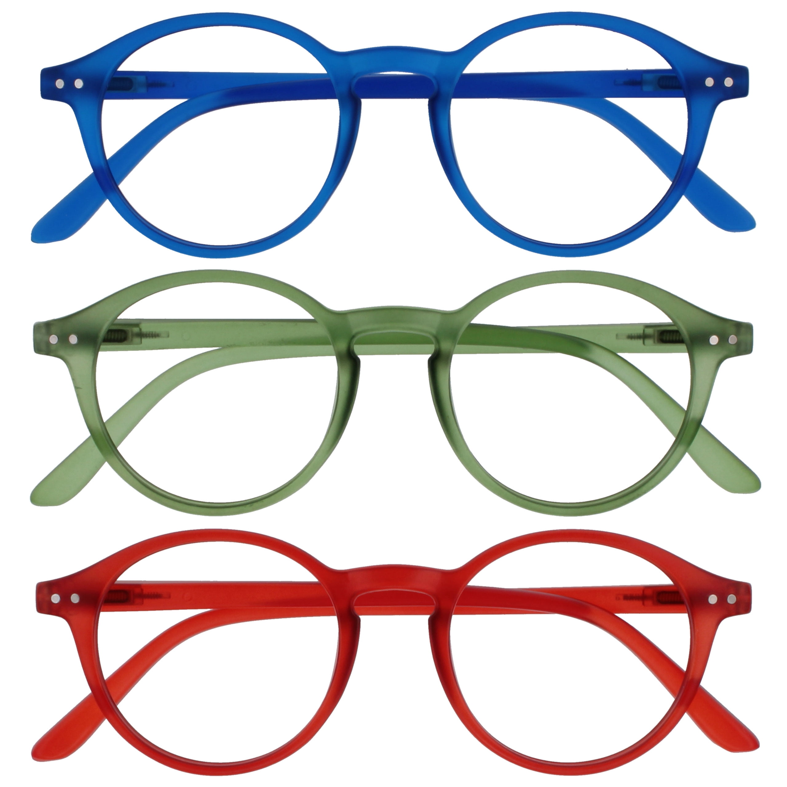 Rrr Spring OPULIZE REY Reading Glasses - 3-Pack - Retro Round Frame - Matte Blue ...