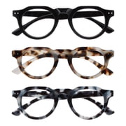 OPULIZE RIO Blue Light Blocking Reading Glasses - 3-Pack - Flat Top Frame - Black, Brown & Blue Tortoiseshell - Mens Womens - Spring Hinges - BBB53-123 - +2.50