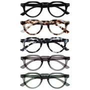 OPULIZE RIO Blue Light Blocking Reading Glasses - 5-Pack - Flat Top Frame - Black, Brown & Blue Tortoiseshell, Green, Gray - Mens Womens - BBBBB53-12367 - +1.50