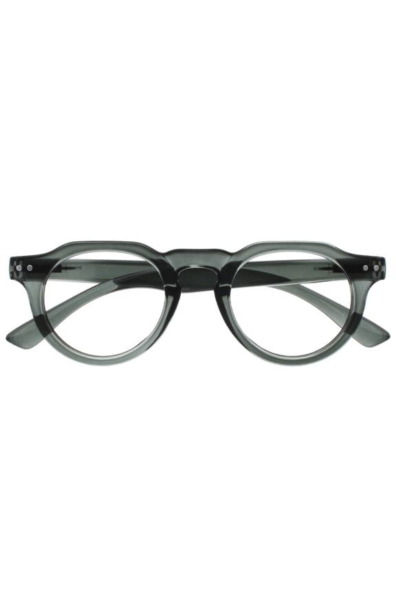 RIO Blue Light Blocking Reading Glasses - Flat Top Frame - Green - Mens Womens - Spring Hinges - B53-6 - +2.00