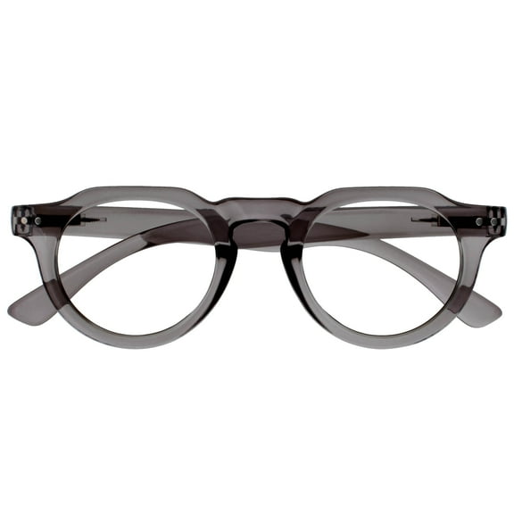OPULIZE RIO Blue Light Blocking Reading Glasses - Flat Top Frame - Grey - Mens Womens - Spring Hinges - B53-7 - +1.00