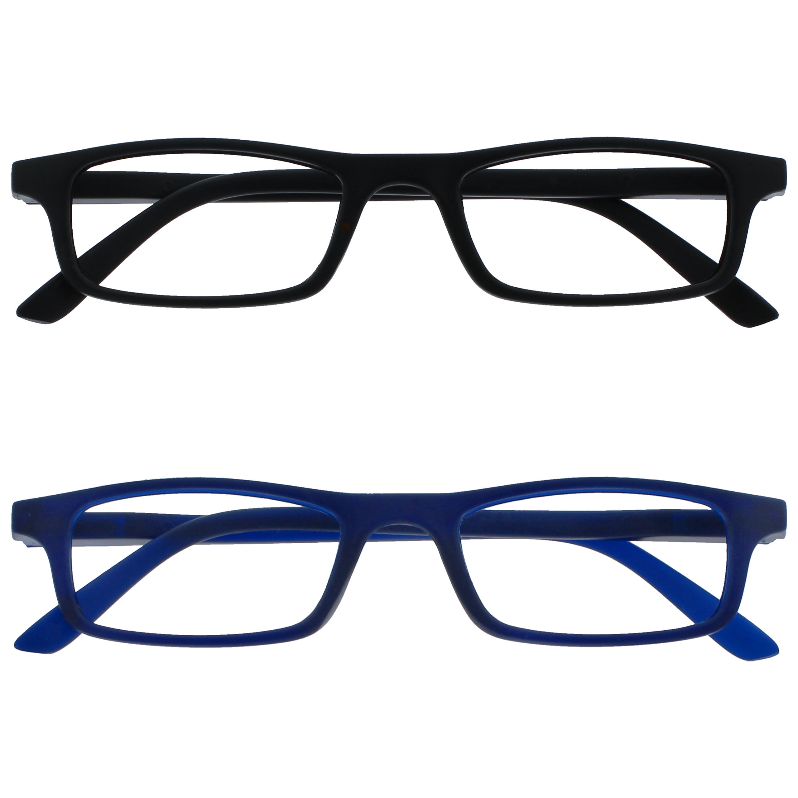 OPULIZE TED Reading Glasses - 2 Pack - Narrow Lightweight Frame - Black & Navy Blue - Mens - View #12