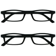 OPULIZE TED Reading Glasses - 2 Pack - Narrow Lightweight Frame - Matte Black - Mens Womens - Scratch Resistant, Spring Hinges - RR17-1 - +1.00