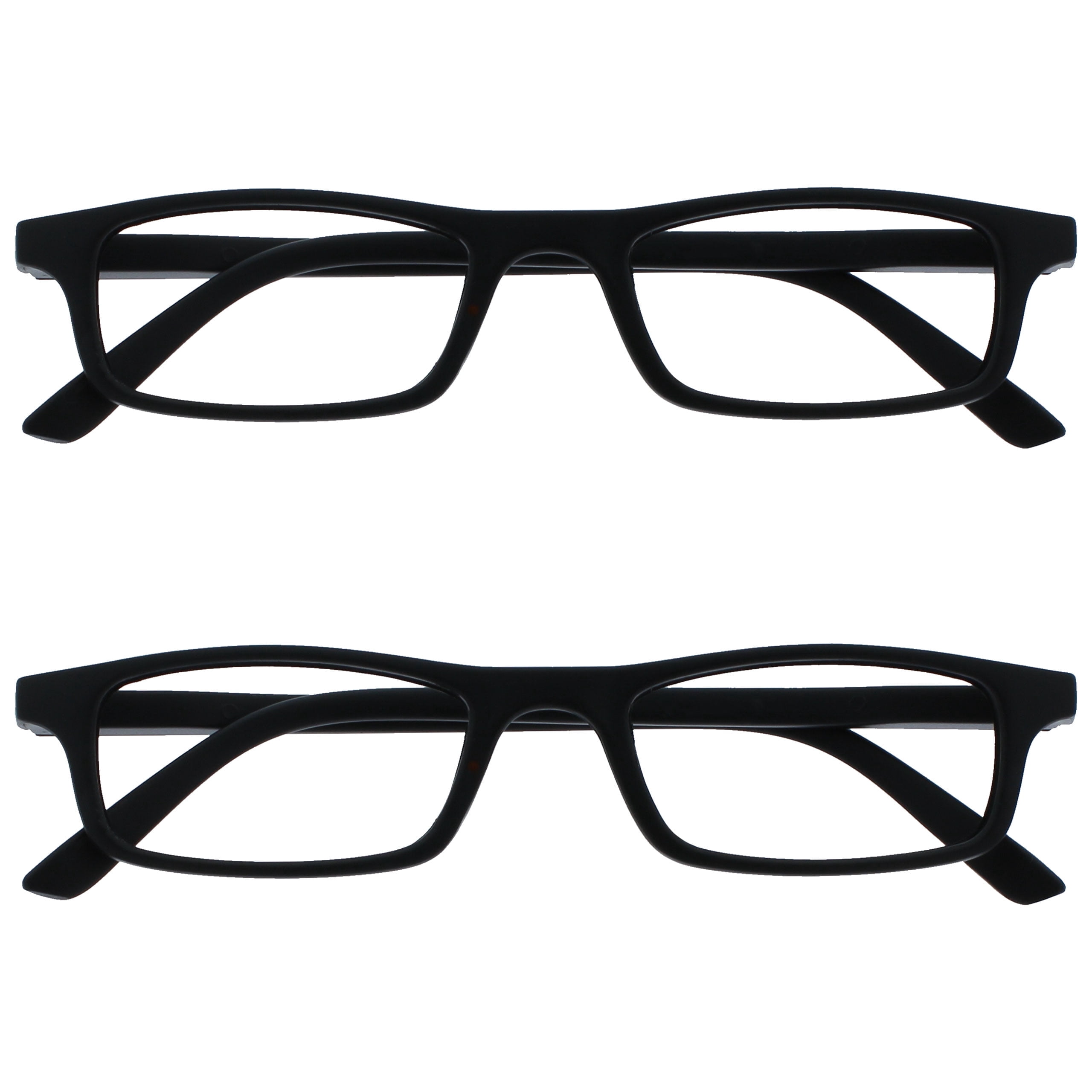 OPULIZE TED Reading Glasses 2 Pack Narrow Matte Lightweight Frame Black Spring Hinges Scratch Resistant Mens Womens RR17-1 +2.50