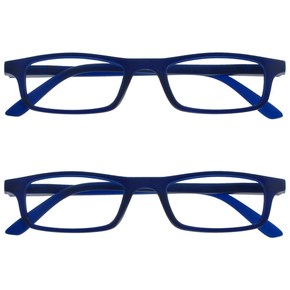OPULIZE TED Reading Glasses - 2 Pack - Narrow Lightweight Frame - Navy Blue - Mens Womens - Scratch Resistant, Spring Hinges - RR17-3 - +2.00