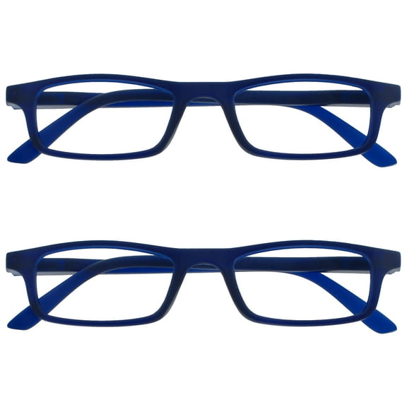 OPULIZE TED Reading Glasses - 2 Pack - Narrow Lightweight Frame - Navy Blue - Mens Womens - Scratch Resistant, Spring Hinges - RR17-3 - +2.50