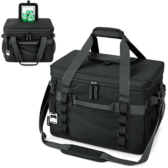 OPUX Cooler Bag, 48 Cans Insulated Soft Collapsible Portable Cooler, Soft Sided Leakproof Cooler for Beach Camping with Shoulder Strap, Ice Chest for Travel Road Trip Picnic, Black