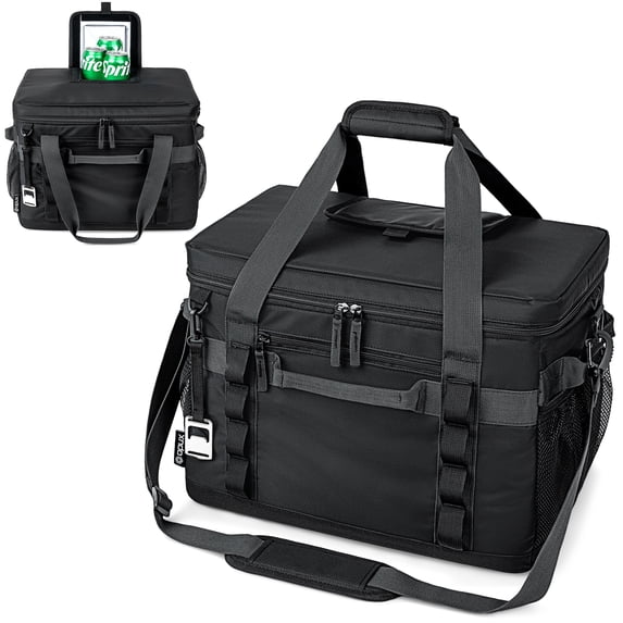 OPUX Cooler Bag, 60 Cans Insulated Soft Collapsible Portable Cooler, Soft Sided Leakproof Cooler for Beach Camping with Shoulder Strap, Ice Chest for Travel Road Trip Picnic, Black
