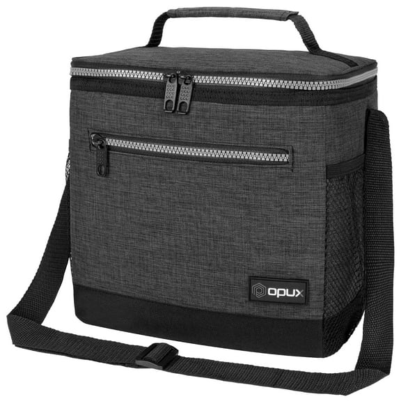 OPUX Extra Large Insulated Lunch Box Men Women, Lunch Bag for Work, Leakproof Soft Cooler Tote Adult, Lunch Pail, Picnic Beach Collapsible Food Bag with Shoulder Strap, Charcoal