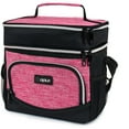 thumbnail image 1 of OPUX Insulated Dual Compartment Lunch Box for Women | Leakproof Double Deck Lunch Bag Work Office | Soft Cooler Tote Shoulder Strap Adult | Reusable Thermal Lunch Pail Kit 12 Can, Pink, 1 of 7