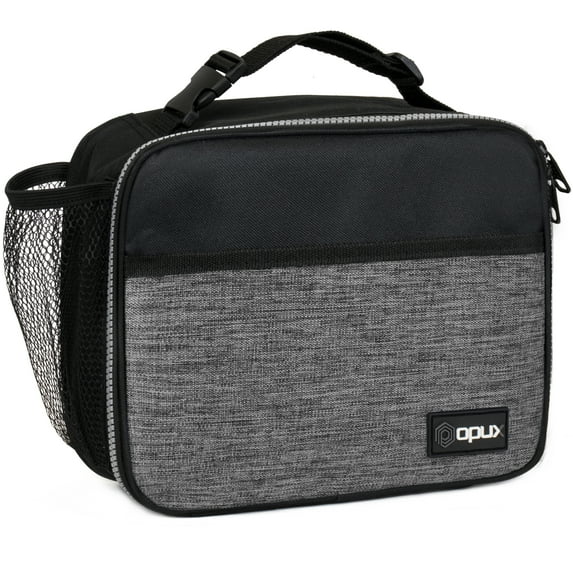 OPUX Insulated Lunch Bag Kids, Lunch Box for School Boy Girl, Leakproof Small Reusable Compact Soft Mini Cooler Bag, Toddler Small Lunch Boxes Kit Pail with Front Side Pockets (Gray)