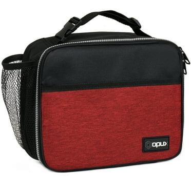 OPUX Insulated Lunch Bag Kids, Lunch Box for School Boy Girl, Leakproof Small Reusable Compact Soft Mini Cooler Bag, Toddler Small Lunch Boxes Kit Pail with Front Side Pockets (Red)