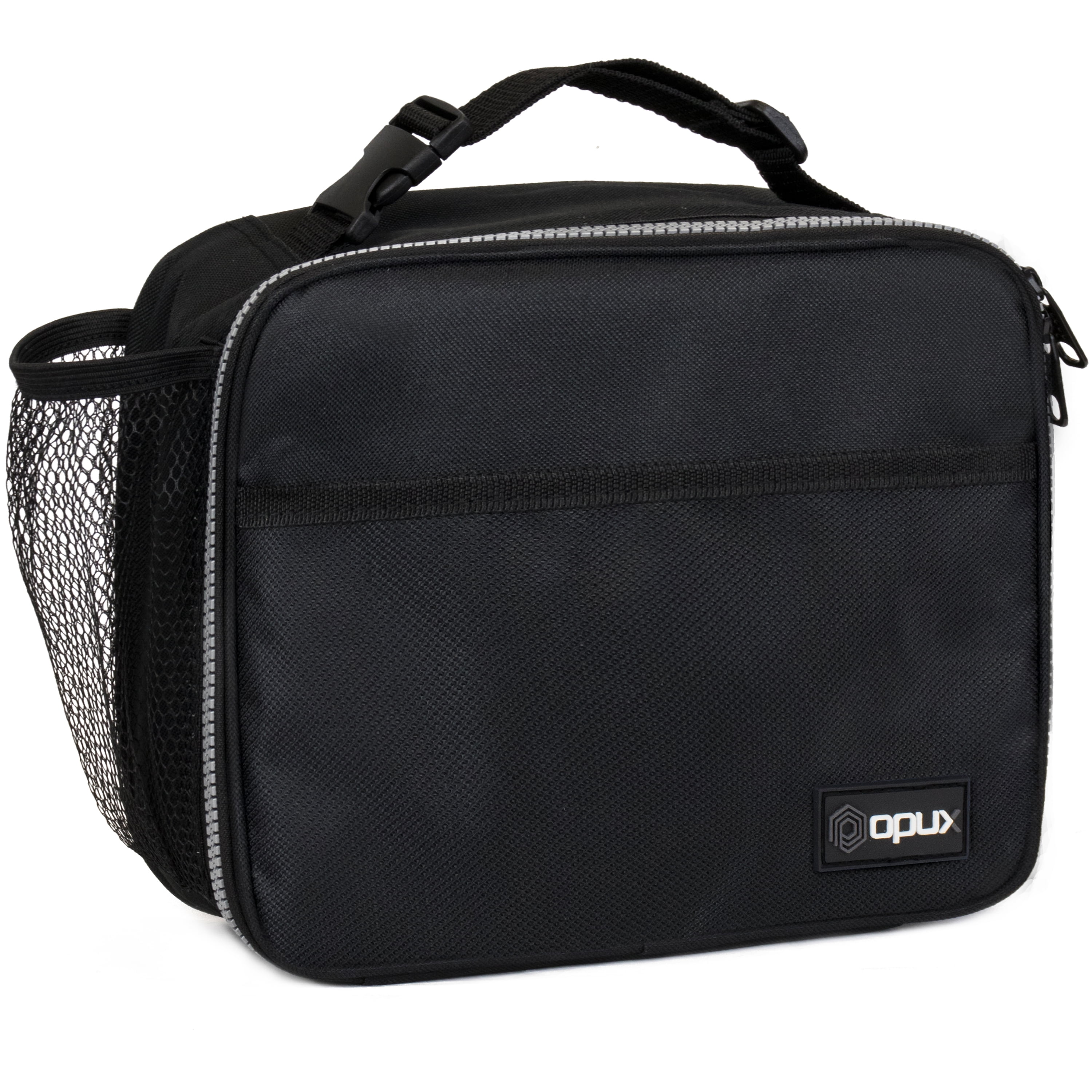 OPUX Insulated Lunch Bag Kids, Lunch Box for School Boy Girl, Leakproof Small Reusable Compact Soft Mini Cooler Bag, Toddler Small Lunch Boxes Kit Pail with Front Side Pockets (Black)