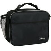 OPUX Insulated Lunch Bag Kids, Lunch Box for School Boy Girl, Leakproof Small Reusable Compact Soft Mini Cooler Bag, Toddler Small Lunch Boxes Kit Pail with Front Side Pockets (Black)