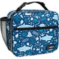 thumbnail image 1 of OPUX Insulated Lunch Bag Kids, Lunch Box for School Boy Girl, Leakproof Small Reusable Compact Soft Mini Cooler Bag, Toddler Small Lunch Boxes Kit Pail with Front Side Pockets (Blue Shark), 1 of 6