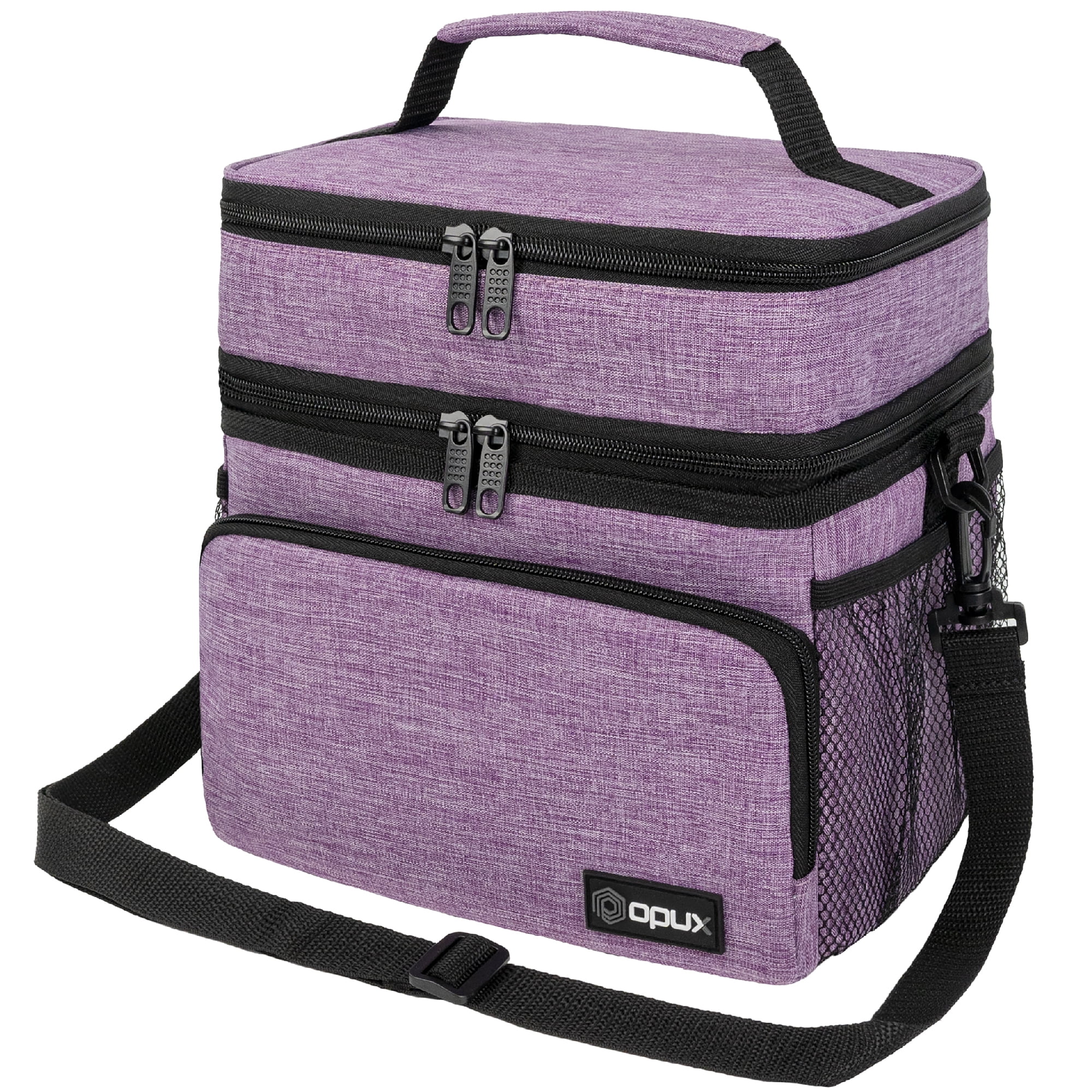 1Pc Hand held Purple Color Block Lunch Bag Portable Zipper Polyester  Insulated Lunch Box for Men For Bento Box Insulated Lunch Bag For Camping  For Picnic For Work School Supplies University Essentials