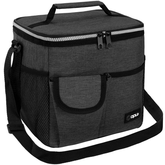 OPUX Insulated Lunch Bag for Men Women, Leakproof Charcoal Grey Lunch Box for Work, Portable Soft Lunch Cooler Bag with Shoulder Strap, Adult Lunchbox Lunch Pail, 18 Can/10L