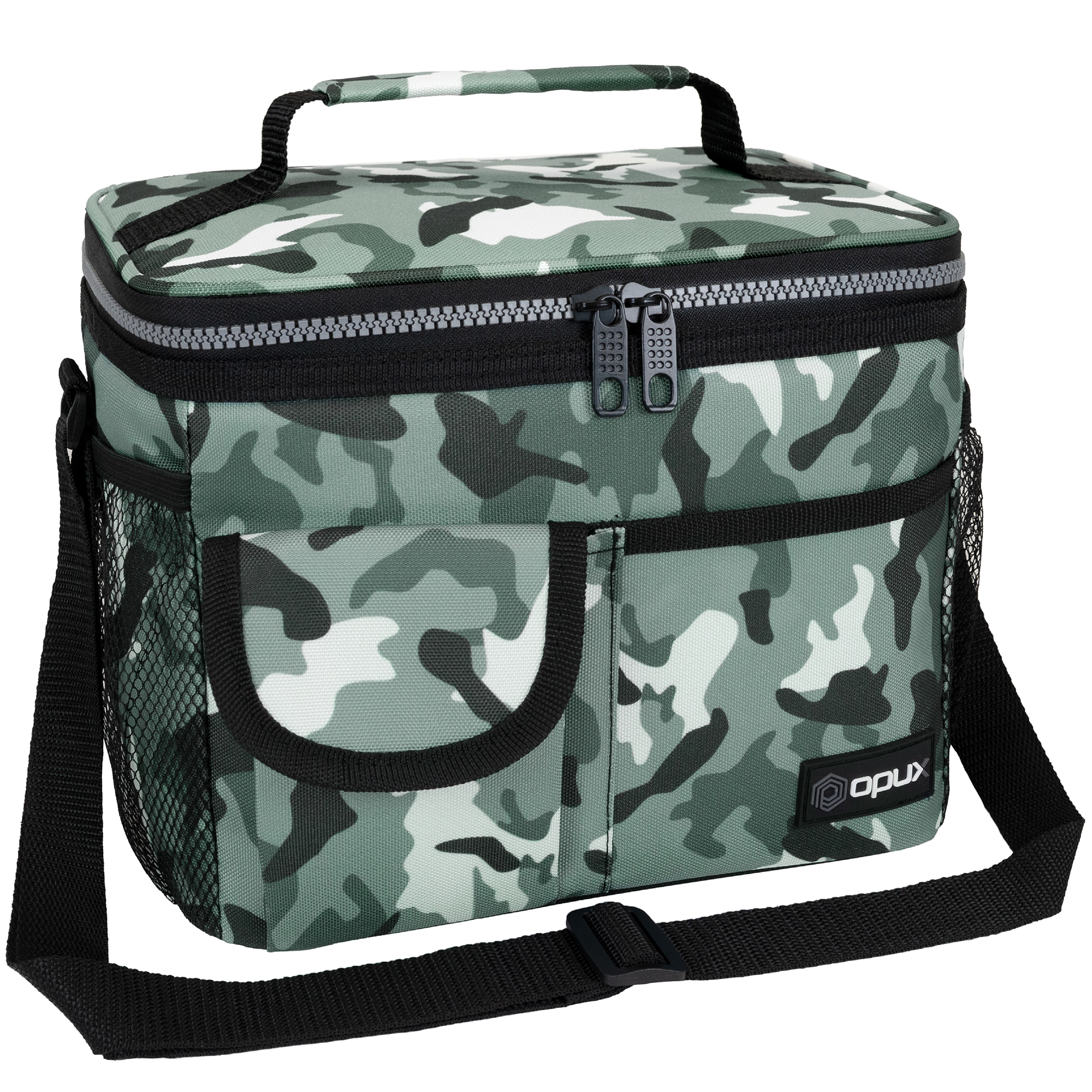 OPUX Insulated Lunch Bag for Men Women, Leakproof Thermal Lunch Box Work School, Soft Lunch Cooler Bag with Adjustable Shoulder Strap for Adult Kid Boy Girl, Reusable Lunch Pail, Camo Green - image 1 of 8