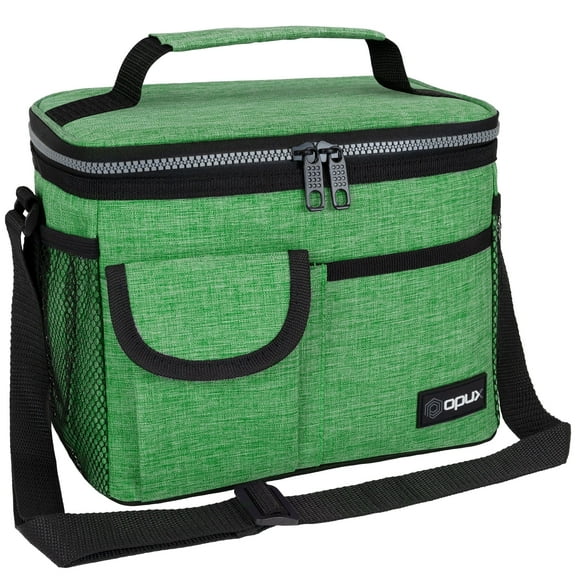 OPUX Insulated Lunch Bag for Men Women, Leakproof Thermal Lunch Box Work School, Soft Lunch Cooler Bag with Adjustable Shoulder Strap for Adult Kid Boy Girl, Reusable Lunch Pail, 14 Cans, Green