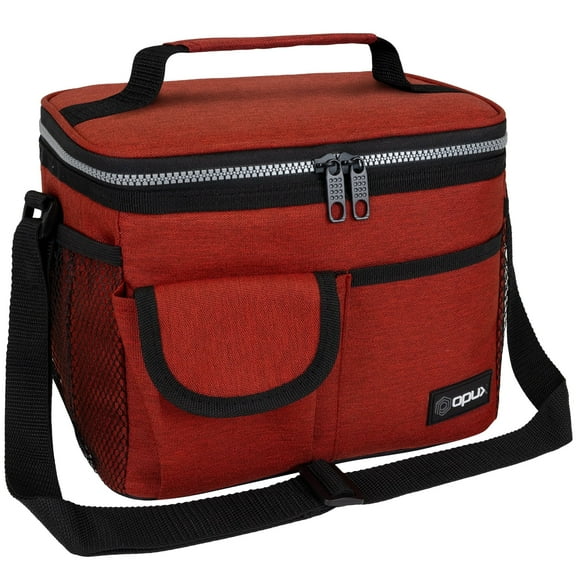 OPUX Insulated Lunch Bag for Men Women, Leakproof Thermal Lunch Box Work School, Soft Lunch Cooler Bag with Adjustable Shoulder Strap for Adult Kid Boy Girl, Reusable Lunch Pail, Red