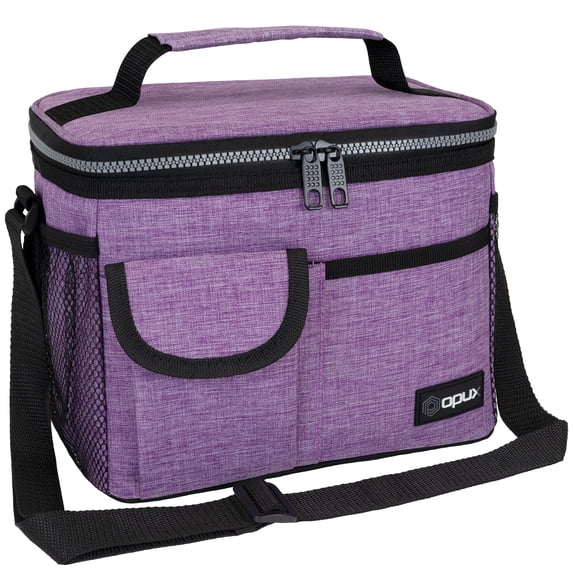 OPUX Insulated Lunch Box for Men Women Kids, Leakproof Reusable Lunch Bag Cooler for Work School Office, Soft Thermal Lunchbox Tote Shoulder Strap for Boys Girls Adults, Heather Purple, 14 Can/8L