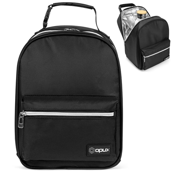 OPUX Insulated Lunch Box for Kids and Adults, Soft Lunch Bag, Black