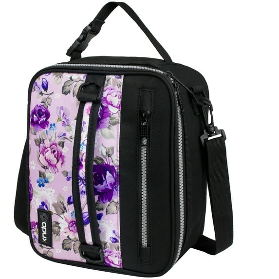 OPUX Insulated Lunch Box for Men Women Leakproof Clip-on Buckle, Purple Flowers
