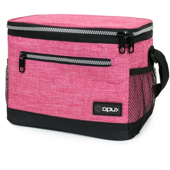 OPUX Insulated Lunch Box Men Women, Lunch Bag for Work School, Leakproof Soft Cooler Tote Adult, Large Lunch Pail Kids Boys Girls, Picnic Beach Food Bag with Shoulder Strap, Pink