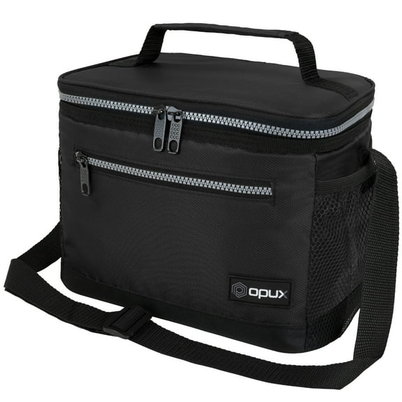 OPUX Insulated Lunch Box Men Women, Lunch Bag for Work School, Leakproof Soft Cooler Tote Adult, Large Lunch Pail Kids Boys Girls, Picnic Beach Food Bag with Shoulder Strap, Black