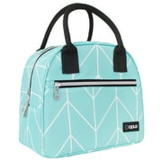 OPUX Insulated Lunch Box Women, Lunch Bag Tote Girls Kids Teen Adult, Cute Soft Lunch Cooler Container Work School, Reusable Thermal Food Meal Prep Organizer Lunch Pail Travel Beach, Teal Chevron