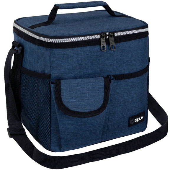 OPUX Large Insulated Lunch Bag for Men Women, Leakproof Thermal Lunch Box Work, Soft Lunch Cooler Tote Bag with Shoulder Strap for Adult, Reusable Lunch Pail, Navy Blue