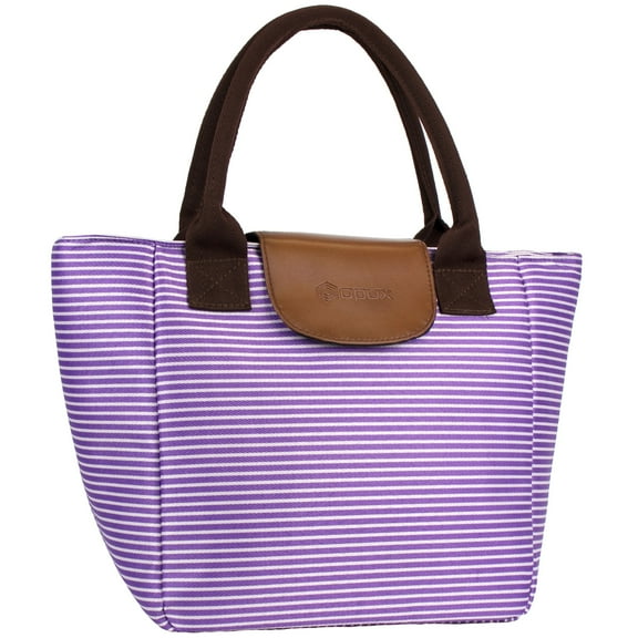 OPUX Lunch Bag Women, Insulated Lunch Box For Women, Large Womens Lunch Tote Work Office, Cute Soft Cooler Food Meal Prep Organizer, Cute Lunch Purse Picnic Travel Beach, Purple Stripes