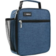 OPUX Insulated Lunch Box for Kids & Adults, Leakproof Lunch Bag for Boys Girls Men Women, Reusable Soft Cooler Lunchbox for School Work Picnic Travel, Reinforced Handle, Heather Navy