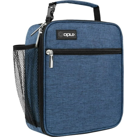 OPUX Insulated Lunch Box for Kids & Adults, Leakproof Lunch Bag for Boys Girls Men Women, Reusable Soft Cooler Lunchbox for School Work Picnic Travel, Reinforced Handle, Heather Navy