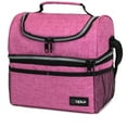 thumbnail image 1 of OPUX Lunch Box For Women, Insulated Large Lunch Bag Adult Work, Double Decker Lunchbox Meal Prep, Dual Compartment Leakproof Lunch Cooler, Soft Lunch Pail Tote for Girls, Kids, School (Pink, 16 Cans), 1 of 10