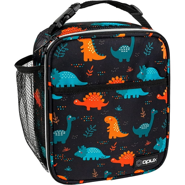 OPUX Insulated Lunch Box Soft School Cooler Bag Kids Boys Girls Leakproof Reusable Compact Small Pail Tote Men Women Adult Work Dinosaur