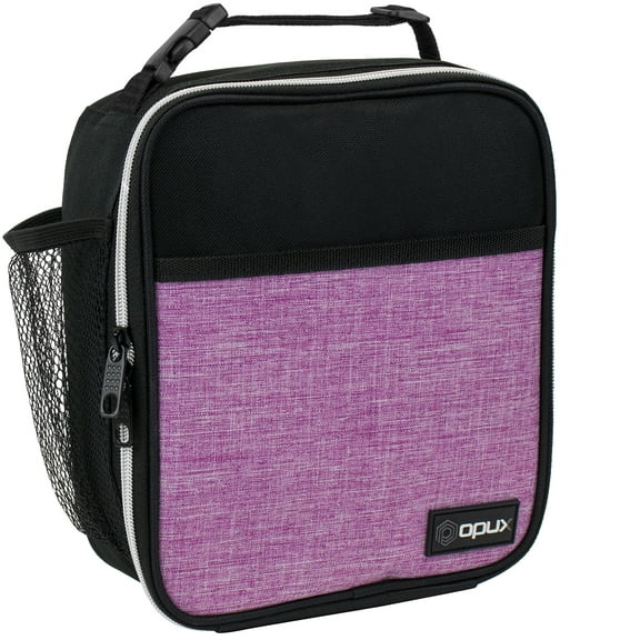 OPUX Premium Insulated Lunch Box, Soft School Lunch Bag for Girls Kids, Leakproof Small Lunch Pail Women Work, Reusable Compact Cooler Tote Lunchbox for Office Adult, Heather Purple