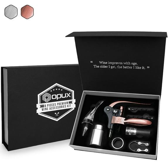 OPUX Premium Rabbit Wine Opener Set | Wine Tool Accessories with Rabbit Corkscrew Opener, Aerator, Stopper, Foil Cutter | Wine Bottle Opener Kit Gift Box for Housewarming