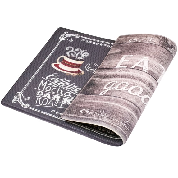 OPUX Reversible Cushioned Memory Foam Coffee Kitchen Rug, 32" x 17.5", Anti Slip