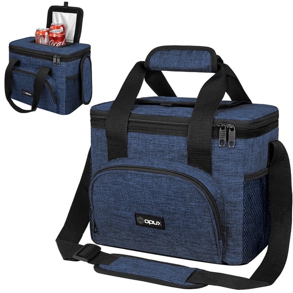 OPUX Soft Cooler Bag, Insulated Collapsible Lunch Cooler Tote for Men Work Camping Beach Travel, Portable Soft Sided Leakproof Waterproof Large Lunch Bag Box with Shoulder Strap 24 Cans, Heather Navy